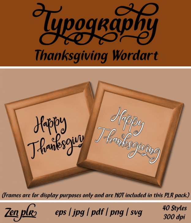 Zen PLR Typography Thanksgiving Wordart Front Cover