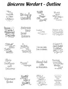 Zen PLR Typography Unicorn Wordart Outline