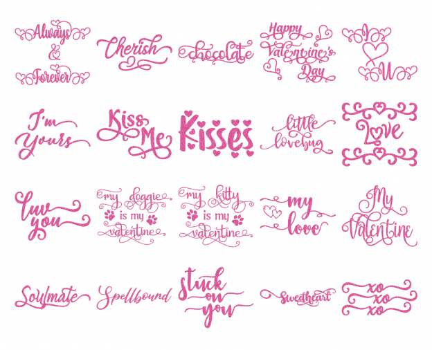 Zen PLR Typography Valentines Glitter Wordart Hot Pink