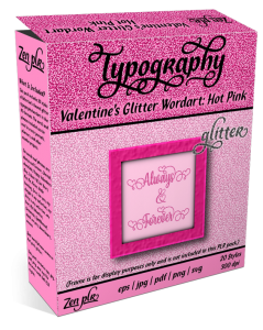 Zen PLR Typography Valentines Glitter Wordart Hot Pink Product Cover