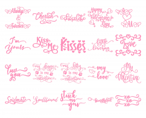 Zen PLR Typography Valentines Glitter Wordart Pink