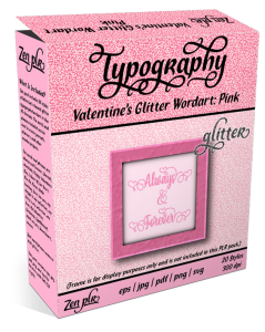 Zen PLR Typography Valentines Glitter Wordart Pink Product Cover