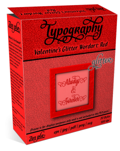Zen PLR Typography Valentines Glitter Wordart Red Product Cover
