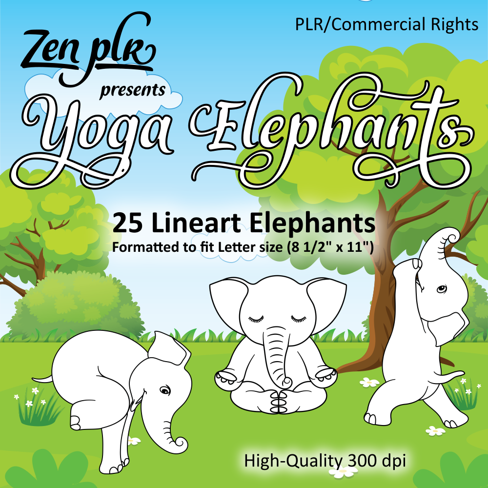 Zen PLR Yoga Elephants Square Image