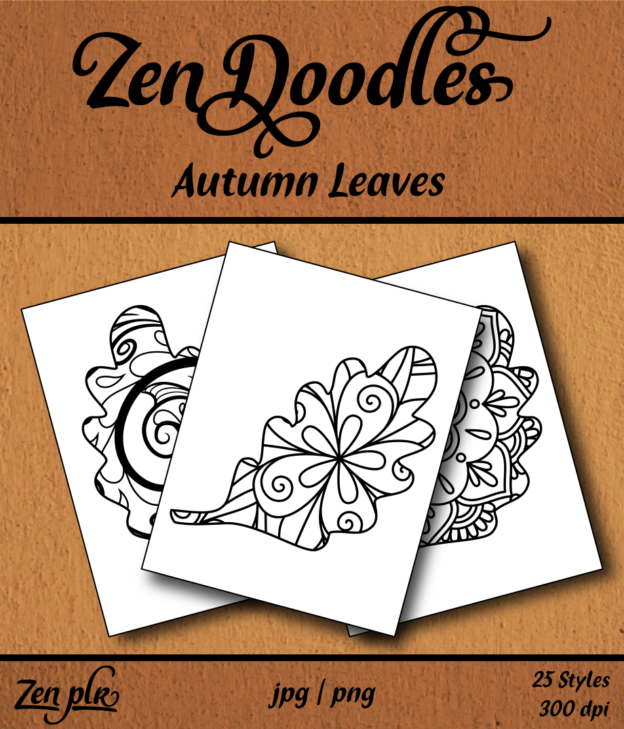 Zen PLR Zen Doodles Autumn Leaves Front Cover